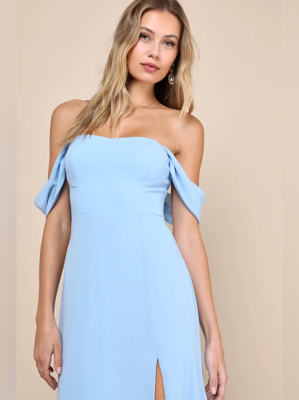 Lulus Magical Magnetism Light Blue Off-the-Shoulder
Maxi Dress - Picture 4 of 12